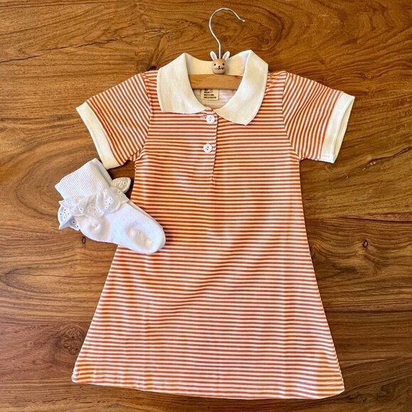 NWT Mud Kingdom Orange & White Stripe Polo Dress - Picture 2 of 12